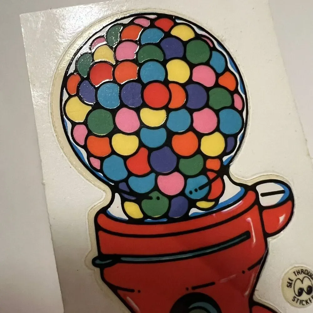 3 Vintage 80’s BJ Decal Specialties Clear Sticker Strip Gumball Machine